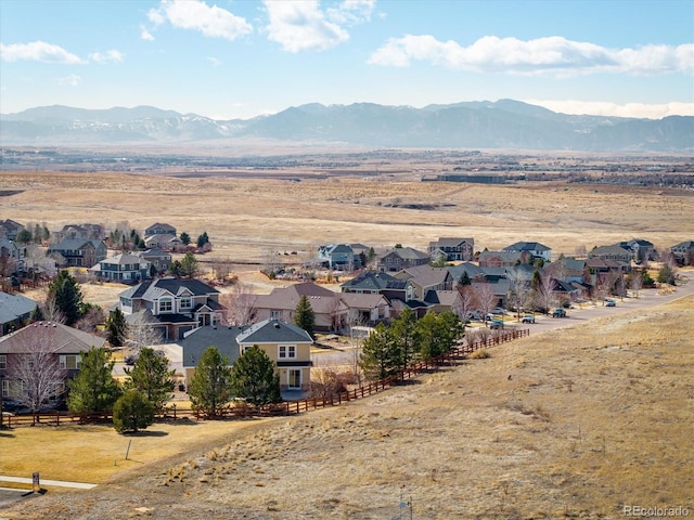 property view of mountains with a residential view