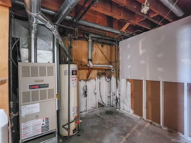 unfinished basement with gas water heater