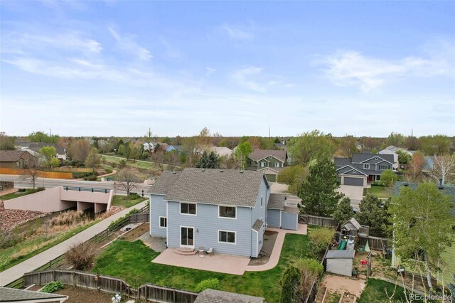 bird's eye view with a residential view