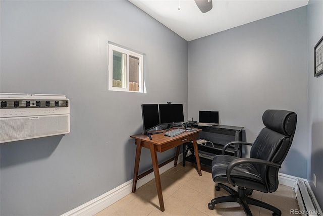 2831 N Humboldt St, Denver, CO 80205 - office featuring light tile patterned floors and ceiling fan