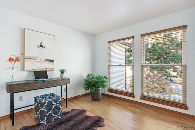 home office featuring hardwood / wood-style flooring and plenty of natural light