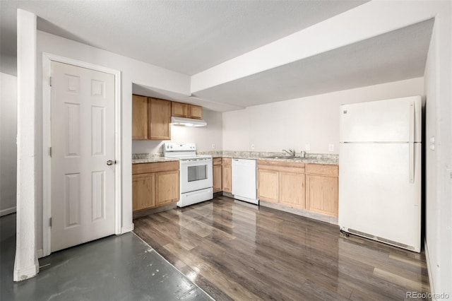 933 W Independent Ave, La Salle, CO 80645 - kitchen with a sink, under cabinet range hood, and white appliances