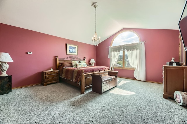 6588 S Oak Cir, Littleton, CO 80127 - carpeted bedroom with a chandelier and lofted ceiling