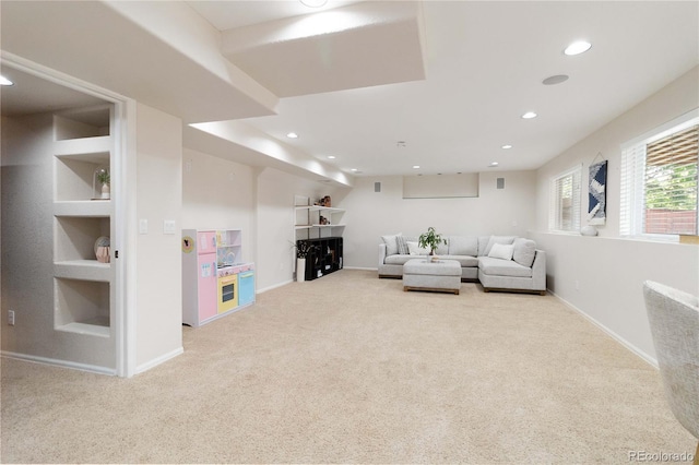 9169 Fox Fire Way, Highlands Ranch, CO 80129 - living room featuring carpet flooring, recessed lighting, and baseboards