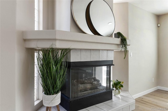 9169 Fox Fire Way, Highlands Ranch, CO 80129 - detailed view of a fireplace, wood finished floors, and baseboards