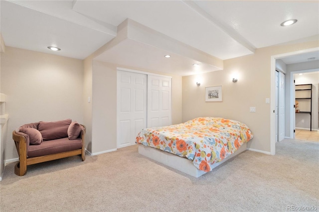 9169 Fox Fire Way, Highlands Ranch, CO 80129 - carpeted bedroom with baseboards, a closet, and recessed lighting