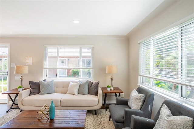 living room with light wood-style floors