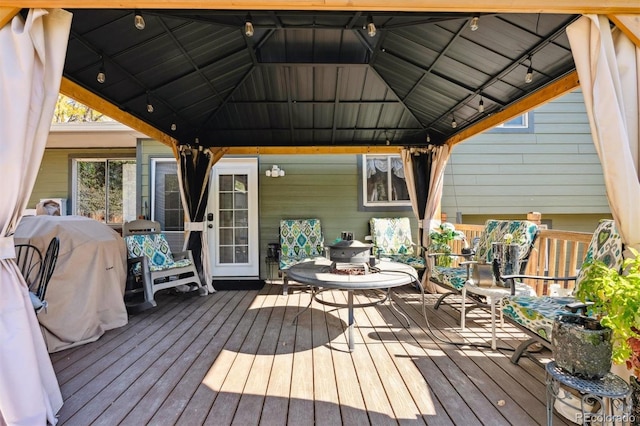 deck featuring a gazebo