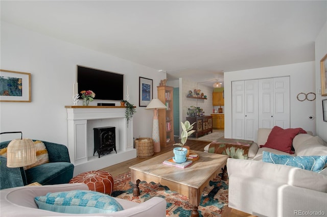 living room with light hardwood / wood-style floors