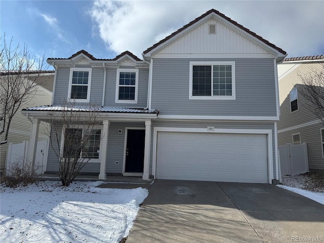 front of property featuring a garage