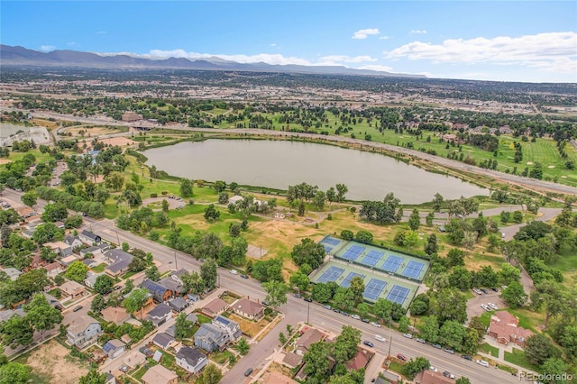 4156 Vrain St, Denver, CO 80212 - aerial overview of property's location with a water and mountain view