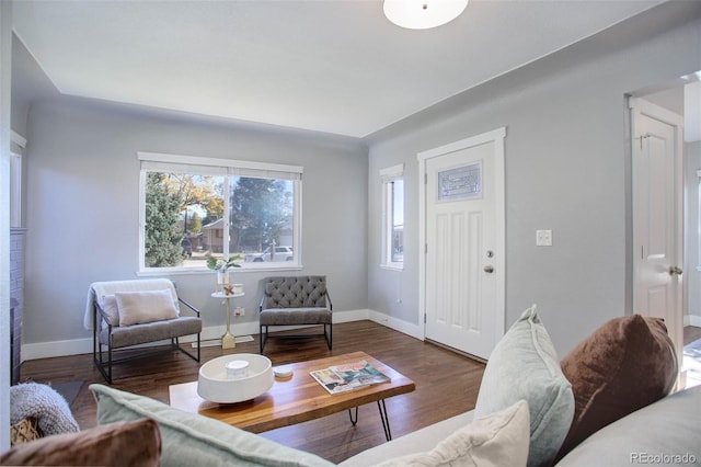 living room featuring dark hardwood / wood-style floors