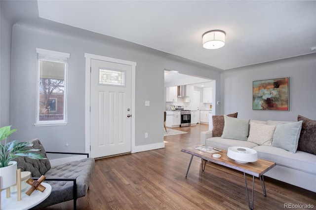 living room with hardwood / wood-style floors