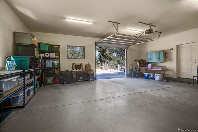 garage with a garage door opener