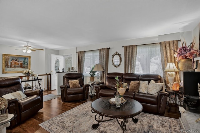 6416 Zang Ct, Arvada, CO 80004 - living room with wood finished floors and ceiling fan