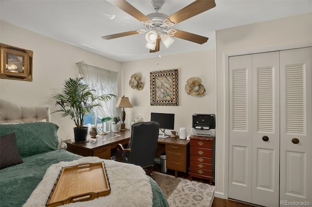 6416 Zang Ct, Arvada, CO 80004 - bedroom with a closet, an office area, and ceiling fan