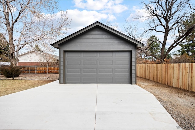 detached garage with fence