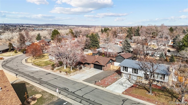 aerial view with a residential view