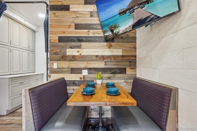 645 S Park Ave Unit 302, Breckenridge, CO 80424 - dining space with wood walls and wood finished floors