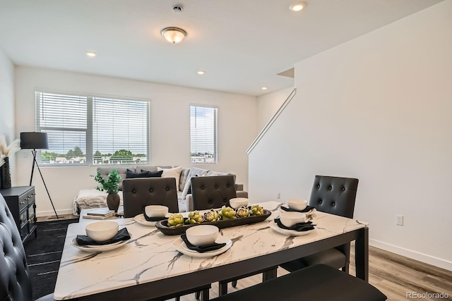 370 Geneva St, Aurora, CO 80010 - dining space with wood finished floors and recessed lighting