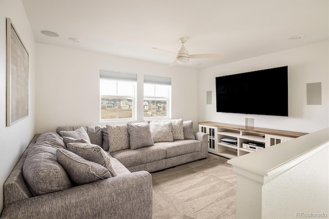 16568 W 92nd Pl, Arvada, CO 80007 - living area with light carpet and a ceiling fan
