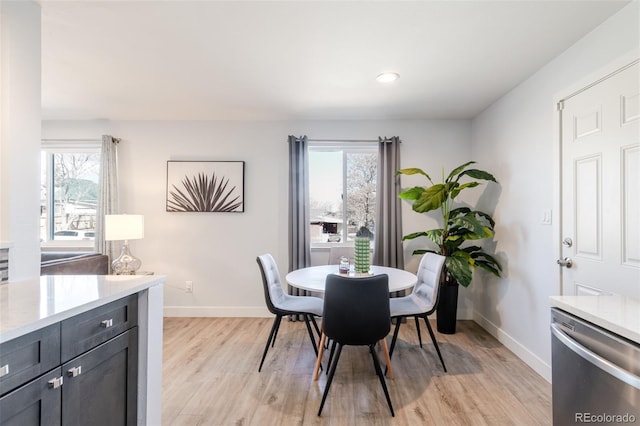 1476 W Dakota Ave, Denver, CO 80223 - dining space featuring light wood finished floors, plenty of natural light, and recessed lighting