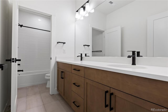 5621 W 141st Ln, Broomfield, CO 80020 - bathroom featuring double vanity, tile patterned floors, and tub / shower combination