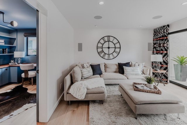 living room with hardwood / wood-style flooring