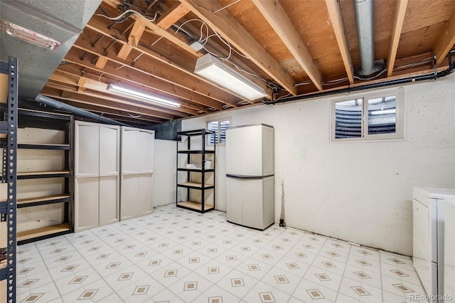 7382 E Bates Dr, Denver, CO 80231 - below grade area featuring separate washer and dryer