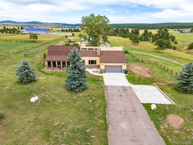 drone / aerial view featuring a rural view