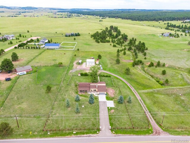 bird's eye view with a rural view