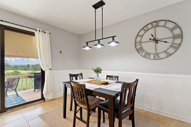 dining room with light tile patterned floors