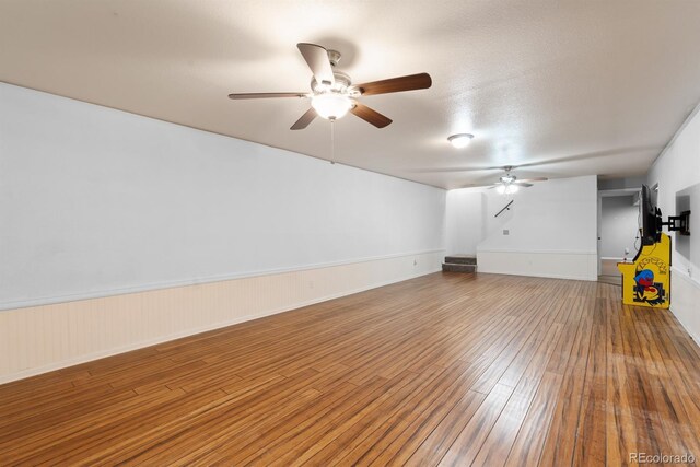 interior space featuring ceiling fan