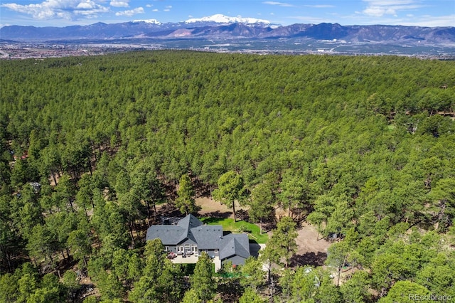 birds eye view of property with a mountain view