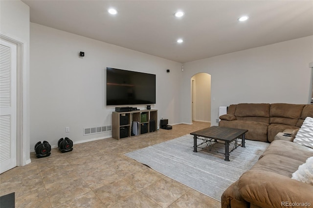 view of tiled living room