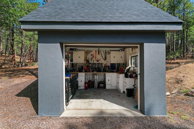 view of garage