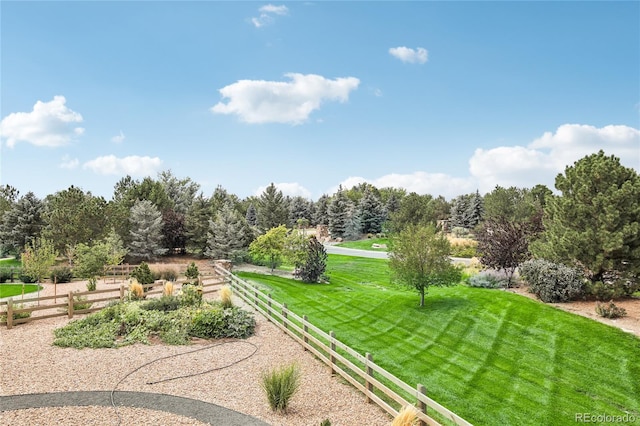 view of home's community with a yard and a rural view