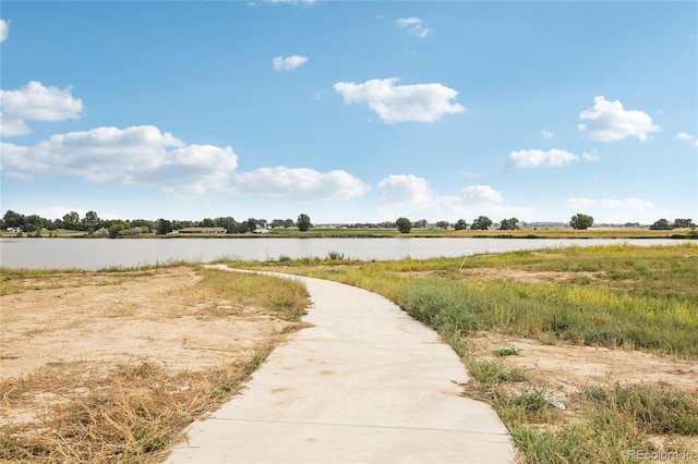 view of property's community with a water view