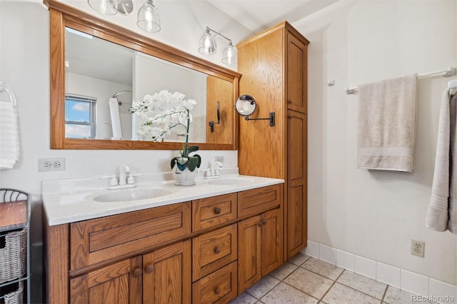 bathroom featuring vanity and tile patterned floors