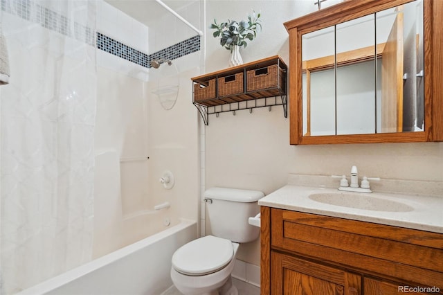 full bathroom with vanity, toilet, and shower / bath combo