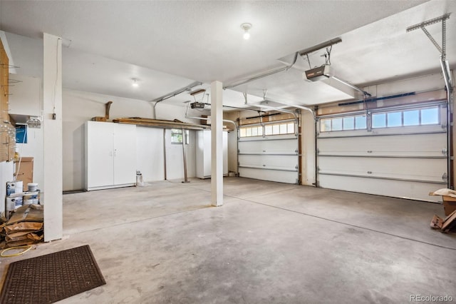 garage with a garage door opener