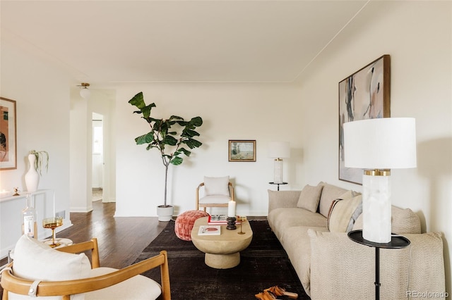 living area featuring wood finished floors