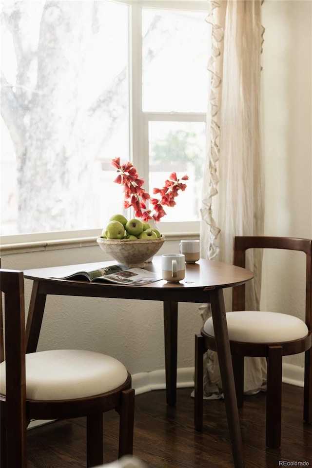 dining room with wood finished floors