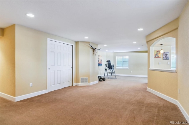 interior space featuring carpet flooring