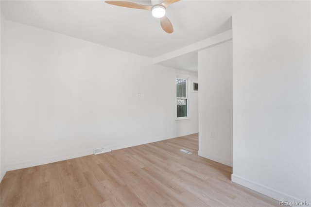 4636 Leaf Ct, Denver, CO 80216 - unfurnished room with ceiling fan, light wood-style flooring, and baseboards