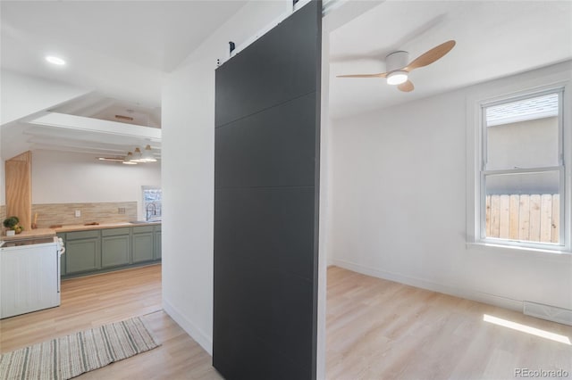 4636 Leaf Ct, Denver, CO 80216 - hallway with light wood-style flooring, a sink, and baseboards