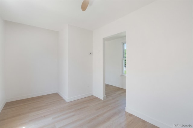 4636 Leaf Ct, Denver, CO 80216 - spare room with light wood-type flooring, a ceiling fan, and baseboards
