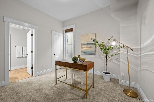 view of carpeted office space