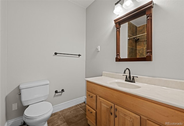 bathroom with tile patterned flooring, vanity, and toilet