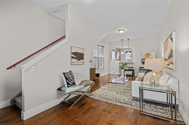 living room featuring wood-type flooring